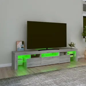 Berkfield TV Cabinet with LED Lights Grey Sonoma 200x36.5x40 cm