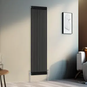 Right Radiators 1800x560 mm Vertical Traditional 2 Column Cast Iron Style Radiator Black