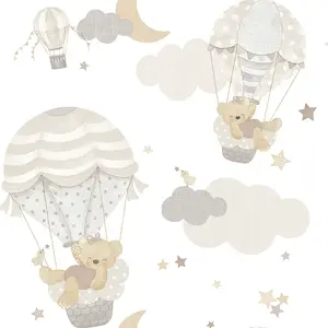 Galerie Little Explorers 2 Silve Hot Air Balloons Wallpaper Roll