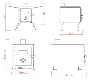 NJ Portable Freestanding Cooker Heater Wood Stove Camping