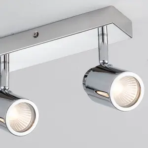 4 Lights Adjustable Bar Ceiling Spotlight, Modern Lighting GU10 Bulb Base Polished Chrome Finish