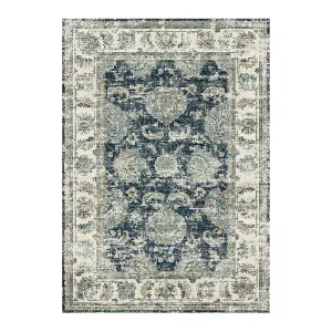 Perla Blue Traditional Medium Rug, (L)160cm x (W)120cm