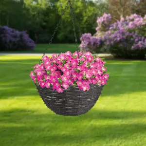 Panacea Natural woven fibres Browns & tans Round Rattan Hanging basket, 35cm