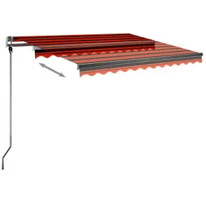 Berkfield Manual Retractable Awning with LED 350x250 cm Orange and Brown