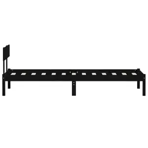 Berkfield Bed Frame Black Solid Wood Pine 100x200 cm