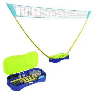 SPORTNOW Portable Badminton Net Set w/ Volleyball Net, Rackets, Shuttlecocks