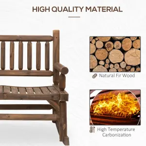 Outsunny Fir Wood Rocking Bench Wooden Patio 2-Person Outdoor Rocker