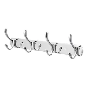 GoodHome Ormara Silver Stainless steel 4 Hook rail (H)85mm