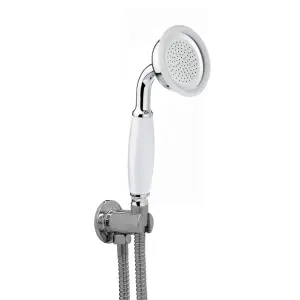 ENKI Traditional Chrome White Brass & Ceramic Handheld Shower Head & Hose EO014