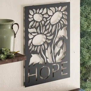 Decortie Modern Hope Metal Art Wall Home Decorative Ornament, Black