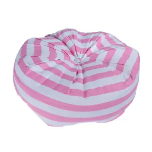 Homescapes Pink and White Stripe Pleated Round Floor Cushion