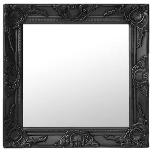 Berkfield Wall Mirror Baroque Style 50x50 cm Black