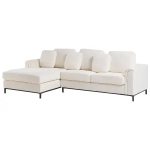 Right-Hand Corner Sofa with Ottoman OSLO White Boucle 5 Seater Right Hand