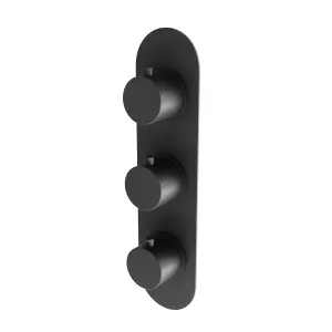 Emilia Round Black Concealed Thermostatic Shower Valve - Triple Control with Triple Outlet