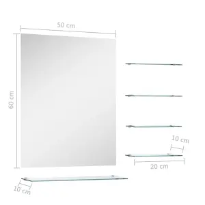 Berkfield Wall Mirror with 5 Shelves Silver 50x60 cm