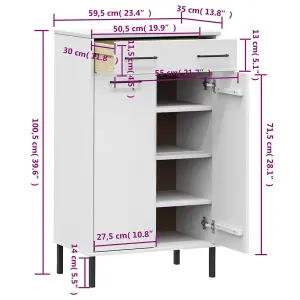 Shoe Rack with Metal Legs White Solid Wood Pine OSLO