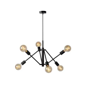 Lucide Lester Modern Pendant Light - 6xE27 - Black