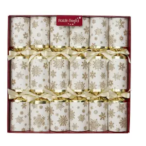 Robin Reed Christmas Crackers - Dazzle White Snowflakes - 14 Inch - 6 Pack