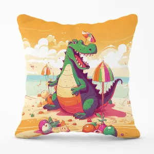 Crocodile On A Beach Holiday Outdoor Cushion 45cm x 45cm