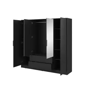 Timeless Black Kelly Wardrobe: 206cm of Classic Mirrored Sophistication for Any Bedroom