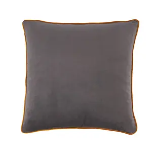 Just So Home Velvet Scatter Cushion 43cm With Zip (Slate with contrast saffron piping)