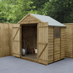 Forest Garden Overlap 7x5 ft Apex Wooden Pressure treated 2 door Shed with floor & 1 window (Base included) - Assembly service included