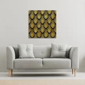 Golden Geometric Flower Pattern (Canvas Print) / 61 x 61 x 4cm