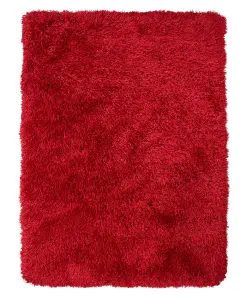 Red Plain Handmade Modern Shaggy Easy to clean Rug for Bed Room Living Room and Dining Room-150cm X 230cm