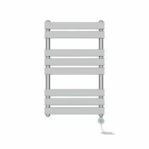 Rinse Bathrooms 800x500mm Chrome Designer Flat Panel Electric Heated Towel Rail Thermostatic Timer Bathroom Towel Radiator 400W