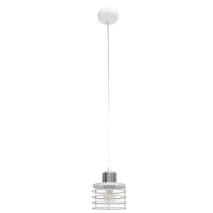 Luminosa Edison Slim Pendant Ceiling Light White, Chrome 12cm