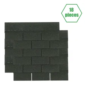 18Pcs Green Tab Asphalt Shingles Bitumen Roof Tiles Covering 2.61sqm