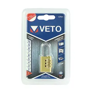 Timco - Brass Combi Padlock (Size 21mm - 1 Each)