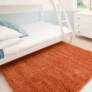 Super Soft Terracotta Orange Shaggy Area Rug 240x330cm