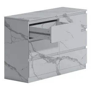 ZITA - 6 Drawer Chest of Drawers in Matt White Marble Effect