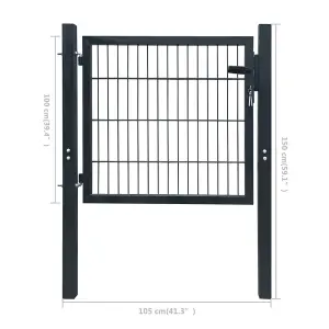 Berkfield Fence Gate Steel Anthracite 105x150 cm