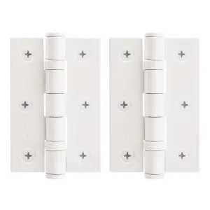 AFIT White Door Hinges - 3 Inch / 76mm  Internal Fire Door Hinges - 1 Pair