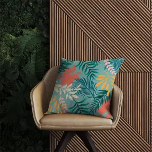 Abstract Bright Colorful Tropical Leaves Outdoor Cushion 60cm x 60cm