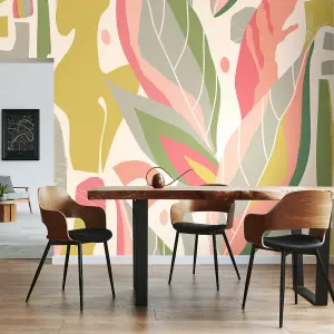 Origin Murals Abstract Leaf Shape Pink Matt Smooth Paste the Wall 350cm wide x 280cm high