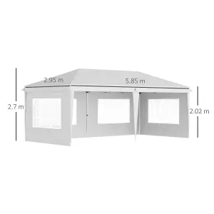 Outsunny 3 x 6m Heavy Duty Gazebo Marquee Party Tent with Storage Bag White