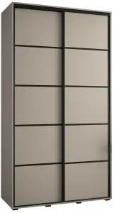 Elegant Dakota IV Sliding Door Wardrobe W1400mm H2350mm D600mm in Cashmere & Black Finish