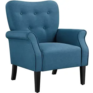 Yaheetech Navy Blue Upholstered Roll Arm Accent Chair Polyester Fabrics Single Sofa