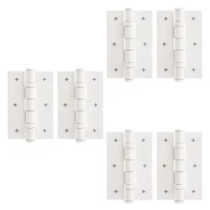 AFIT White Door Hinges - 3 Inch / 76mm  Internal Fire Door Hinges - 3 Pairs