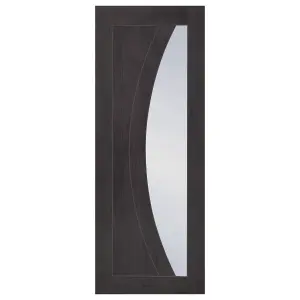 Internal Laminate Umber Grey Salerno Door with Clear Glass  - 1981 x 686 x 35mm (27")