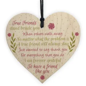 Red Ocean True Friends Friendship Gift Handmade Hanging Wooden Heart Sign Birthday Gift For Her Thank You