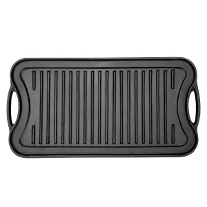 Rectangular Cast Iron Griddle Pan Grill Pan Steak Pan 53cm x 26.5cm