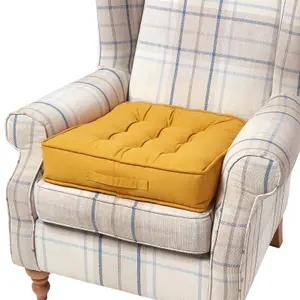 Homescapes Mustard Cotton Armchair Booster Cushion