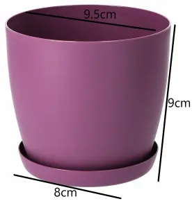 Plant Pots Flower Planter 6 Colours 8 sizes Matt Plastic Pot + Saucer Tray Deco Violet 30cm