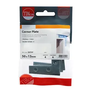 4Pack,  50 x 50 x 13 Corner Plate - Zink