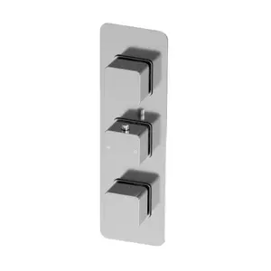 Alberto Square Chrome Concealed Thermostatic Shower Valve - Triple Control with Triple Outlet