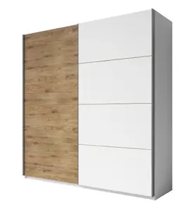 Sleek Beaufort Oak Sliding Door Wardrobe with Ample Storage - H2100mm W2000mm D610mm